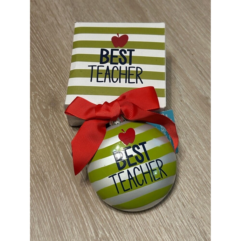 Coton Colors ”Best Teacher” Handpainted Glass Ornament Laura Johnson - New